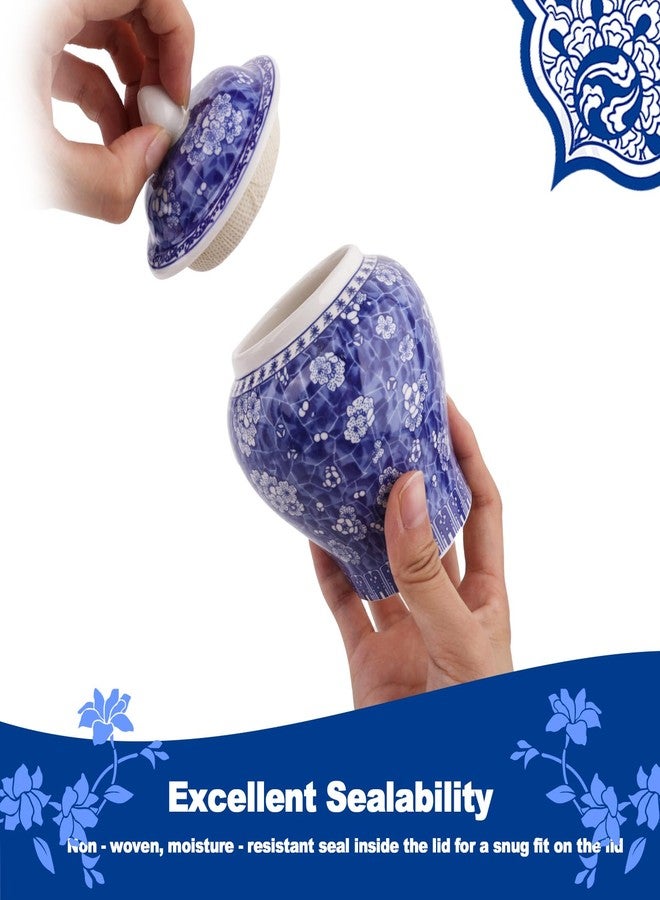 BUWUSMU Set of 4 Small Blue and White Porcelain Vases, Chinoiserie Vase Decor Porcelain Ginger Jars for Home Decor, Bedroom, Living Room, Console Tabletop Decor, Table Accent Shelf(Classical) - Image 5